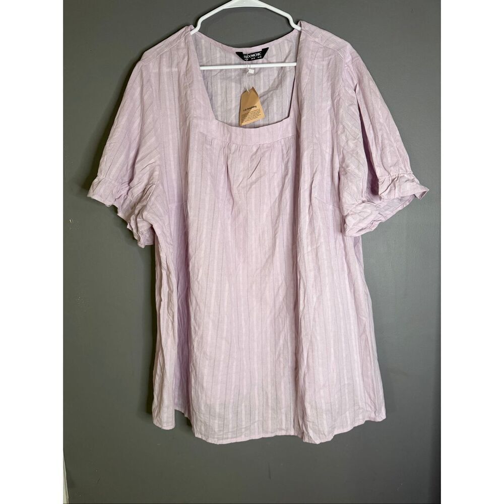 BloomChic Purple Square Neck Short Sleeve Top Size 26 NWT